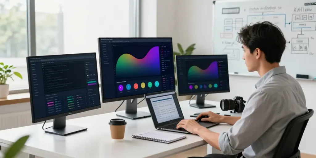 SEO specialist demonstrating instant indexing solutions in a modern workspace.