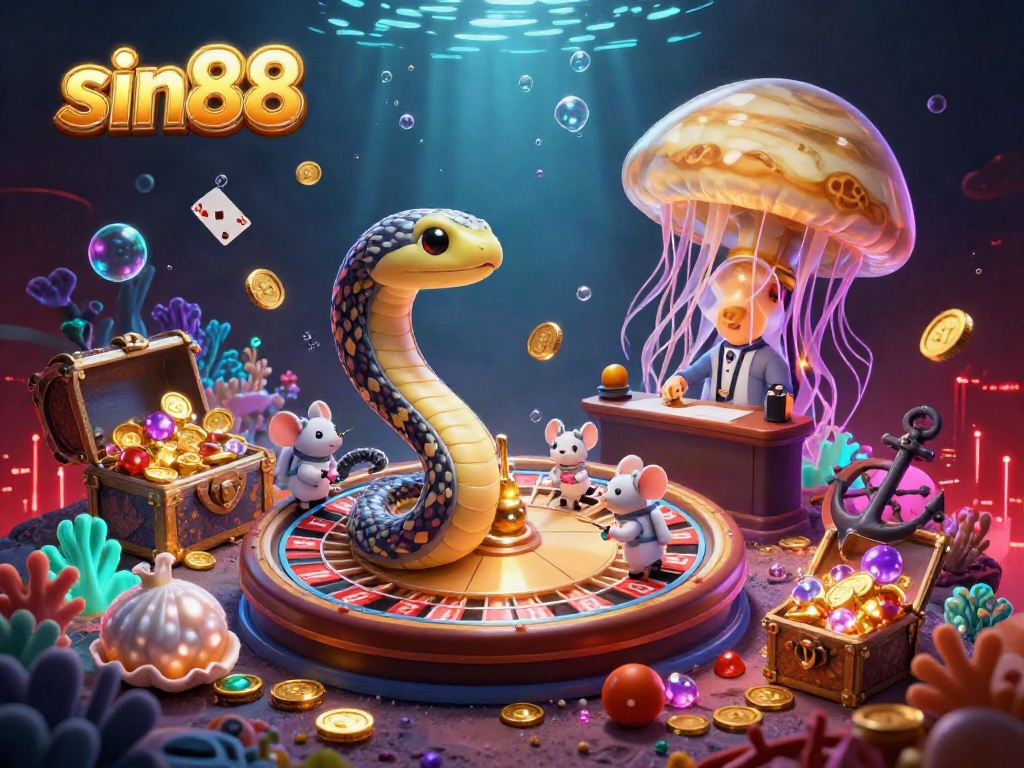 Engage with sin88's cosmic casino featuring a Saturn ring roulette wheel, immersive astronaut mice, and vibrant treasures.