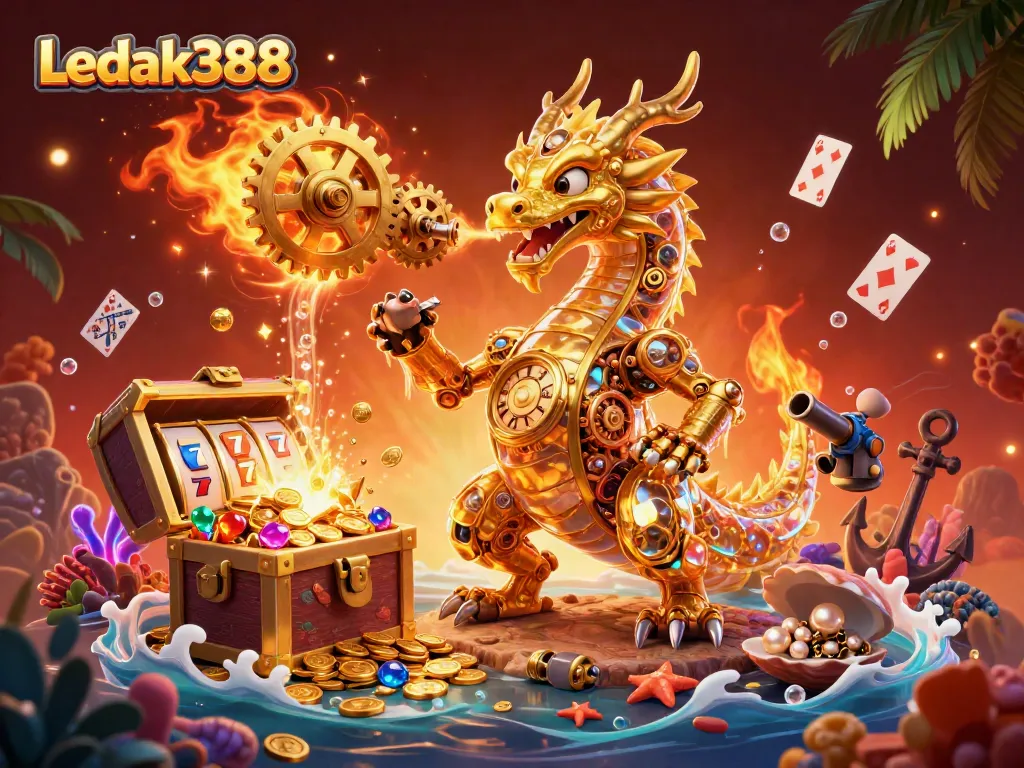 Experience winning thrills with Ledak388's gold-fueled gaming adventure featuring mythical elements and exciting games.