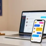 Engaging spicy chat ai interaction on a smartphone in a modern workspace